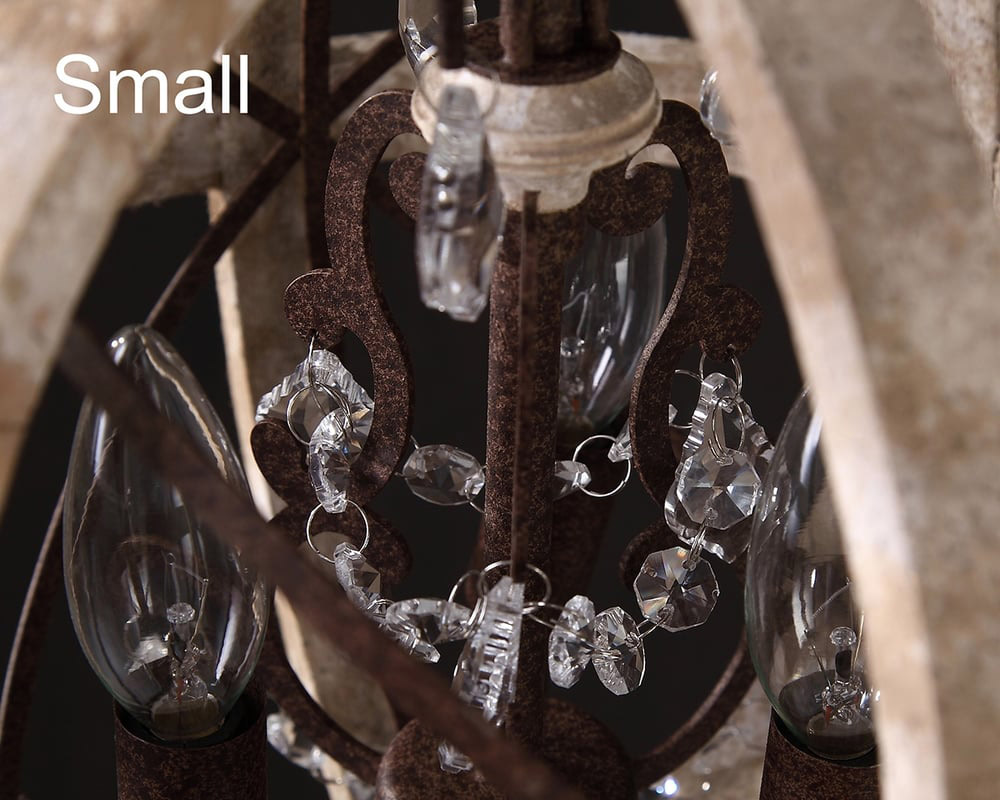 HMR Retro Globe Weathered 5-Light Chandelier with Crystal Accents - Rust, Small
