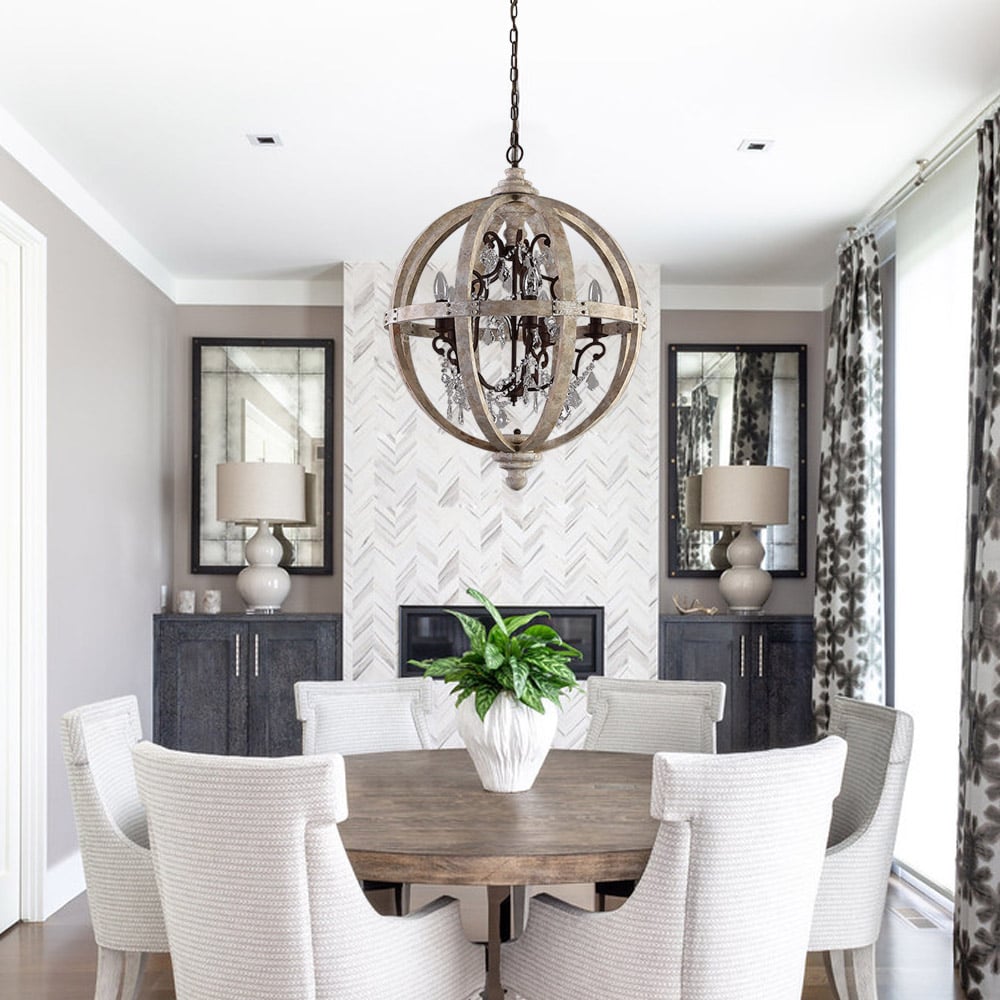 HMR - Rustic 5-Light Globe Ceiling Chandelier in Gold