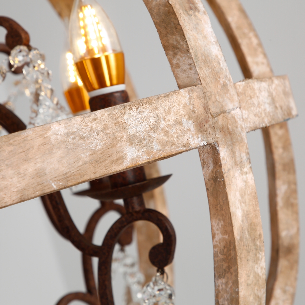 HMR - Rustic 5-Light Globe Ceiling Chandelier in Gold