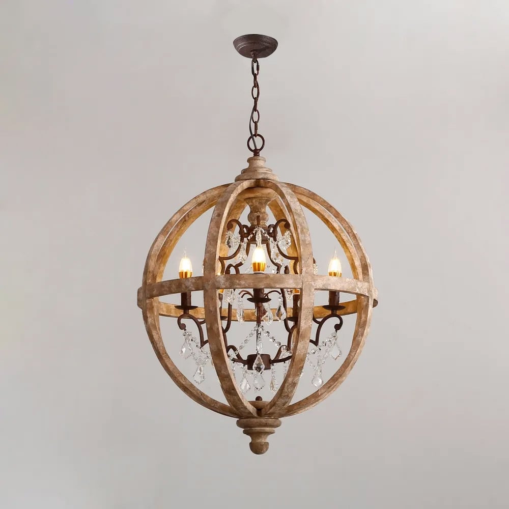 HMR - Rustic 5-Light Globe Ceiling Chandelier in Gold