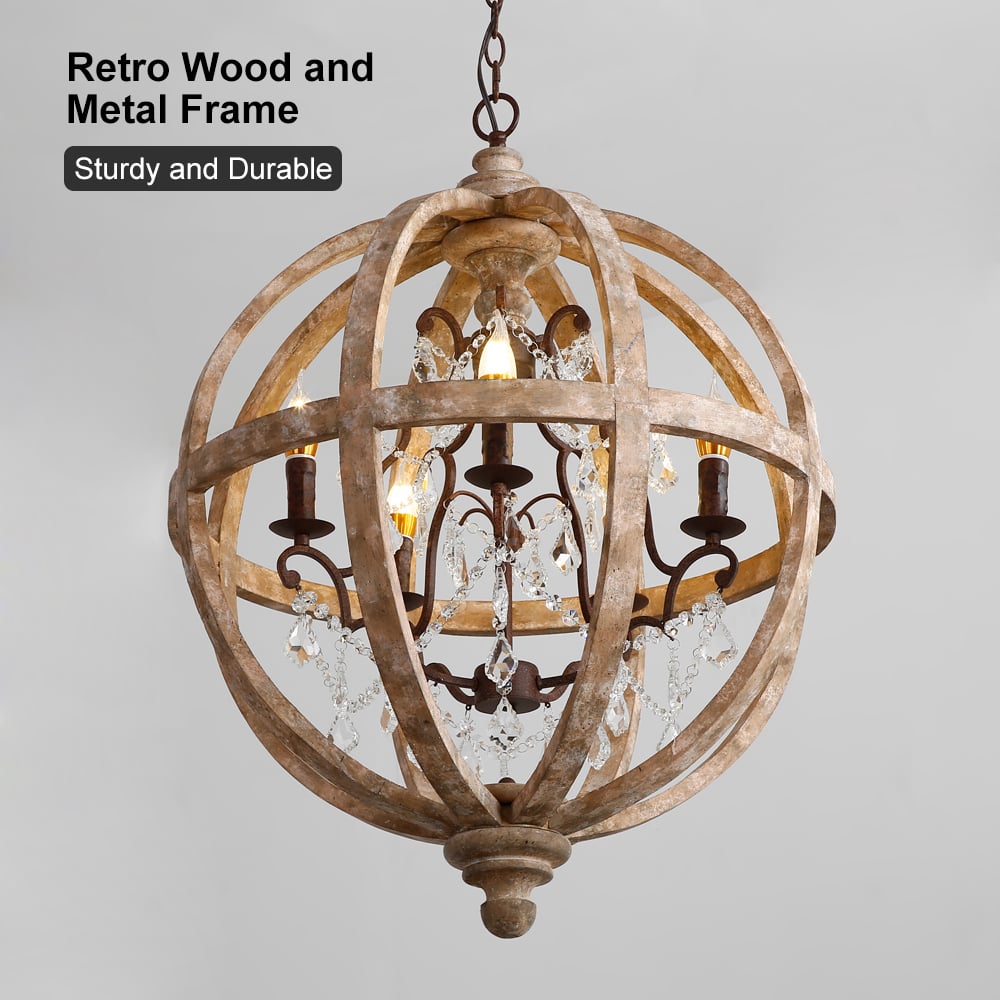 HMR - Rustic 5-Light Globe Ceiling Chandelier in Gold