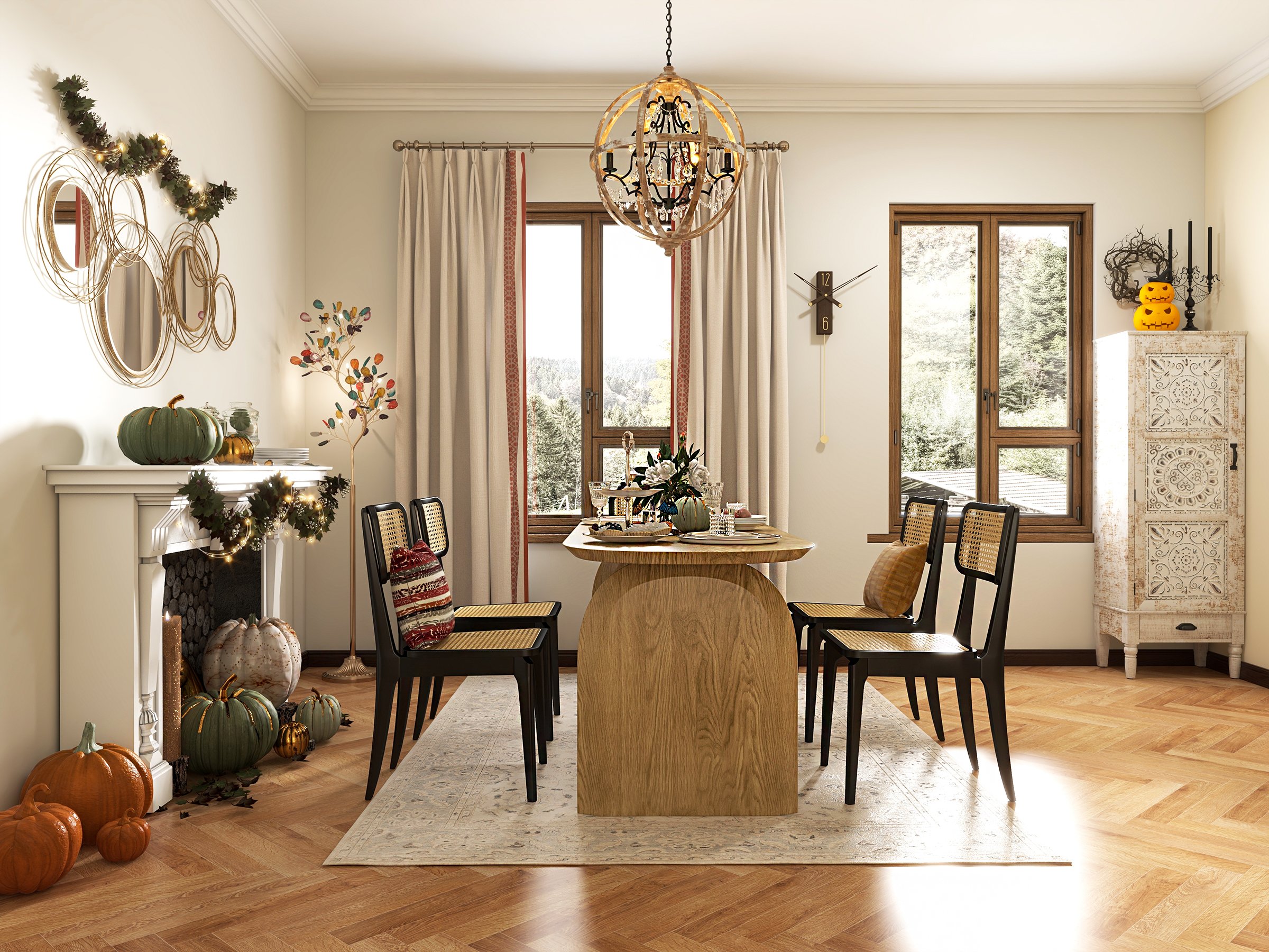 HMR - Rustic 5-Light Globe Ceiling Chandelier in Gold