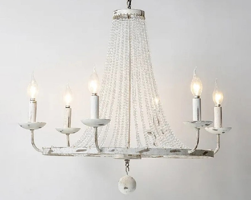 HMR Crylite French Country 6-Light Crystal Metal Wheel Chandelier - White