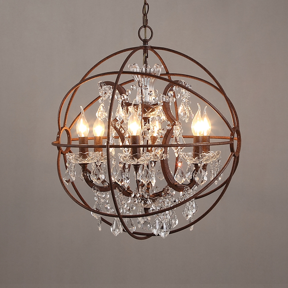 HMR - Industrial Loft 6-Lights Retro Metal Orb Chandelier in Clear
