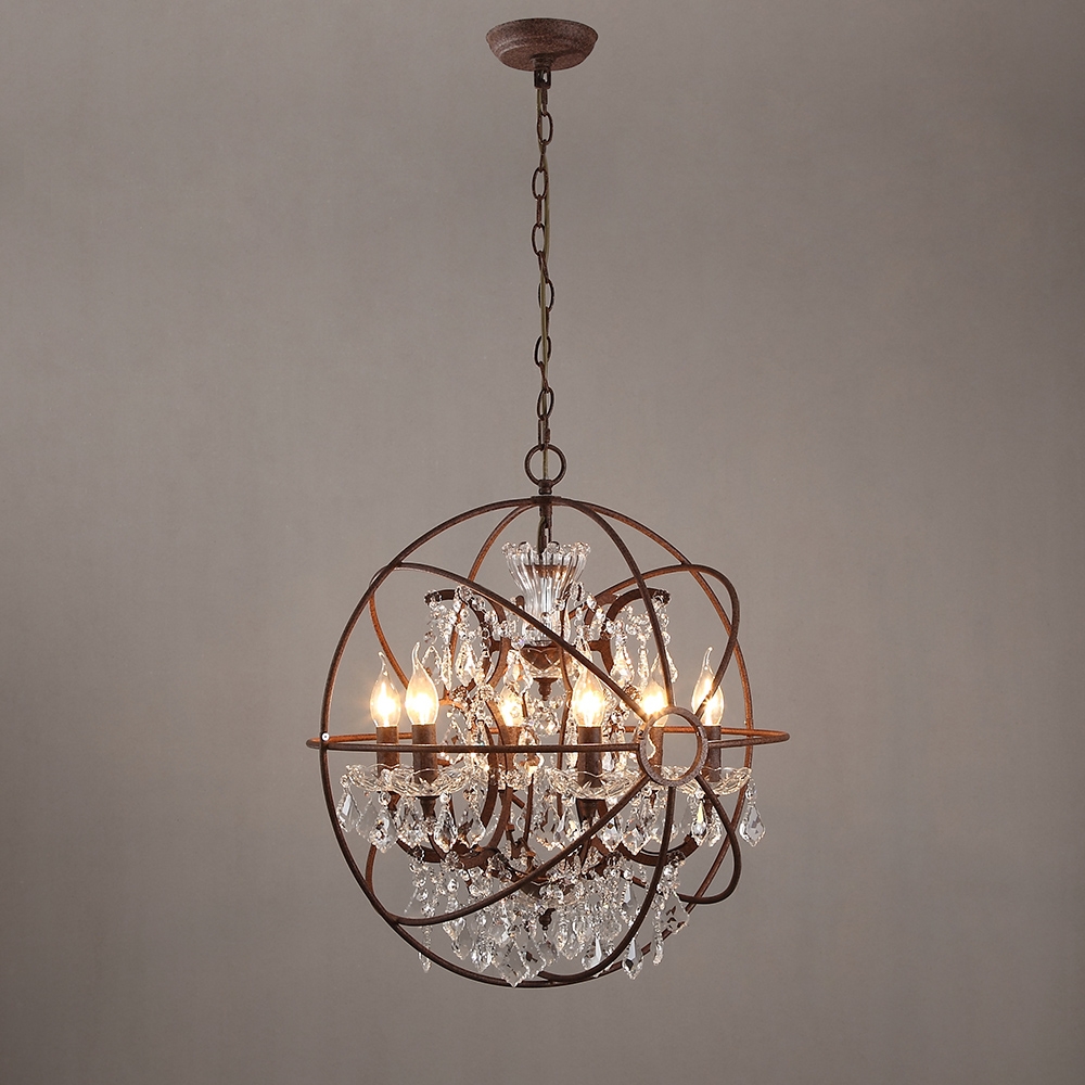 HMR - Industrial Loft 6-Lights Retro Metal Orb Chandelier in Clear