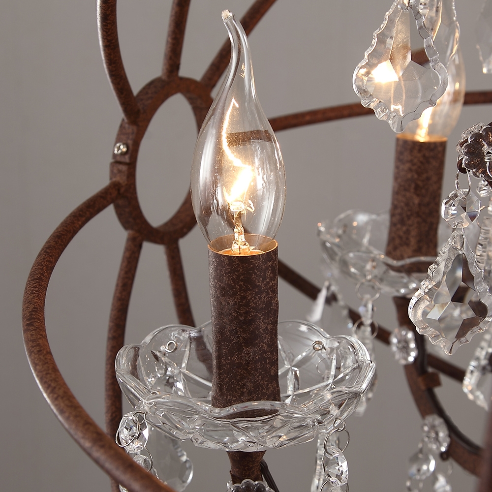 HMR - Industrial Loft 6-Lights Retro Metal Orb Chandelier in Clear