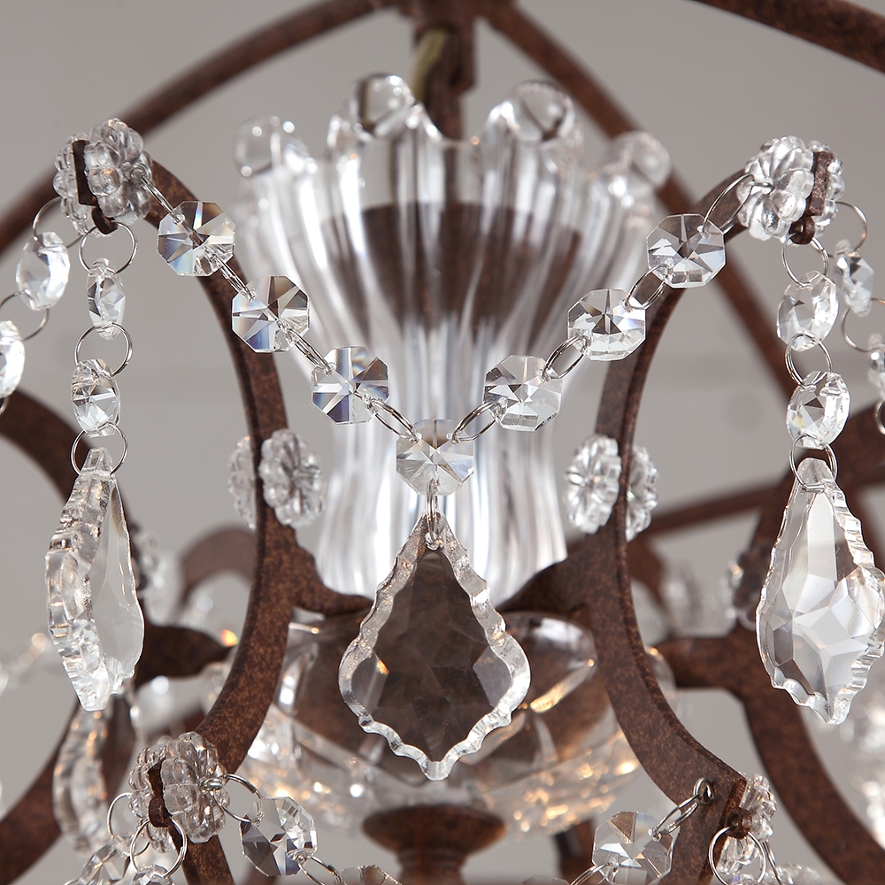 HMR - Industrial Loft 6-Lights Retro Metal Orb Chandelier in Clear