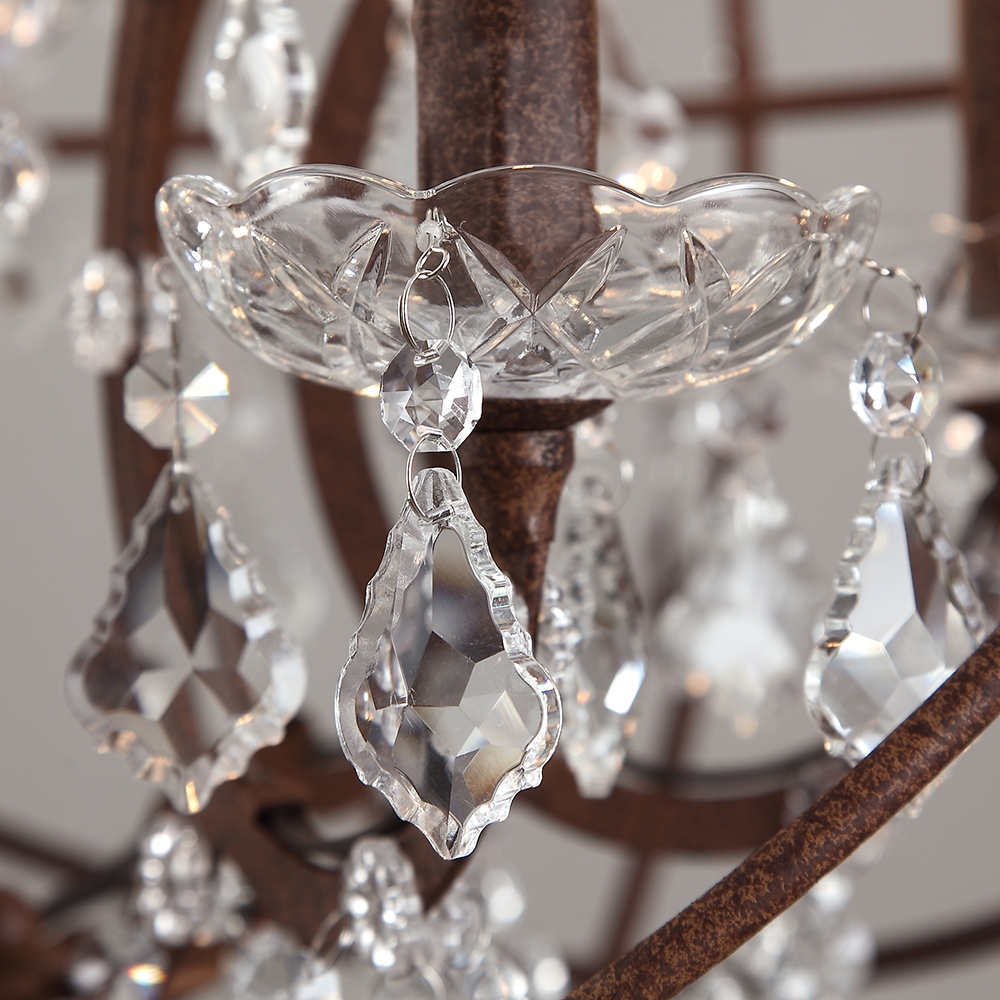 HMR - Industrial Loft 6-Lights Retro Metal Orb Chandelier in Clear