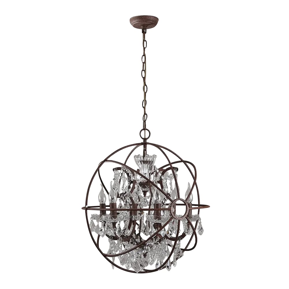 HMR - Industrial Loft 6-Lights Retro Metal Orb Chandelier in Clear