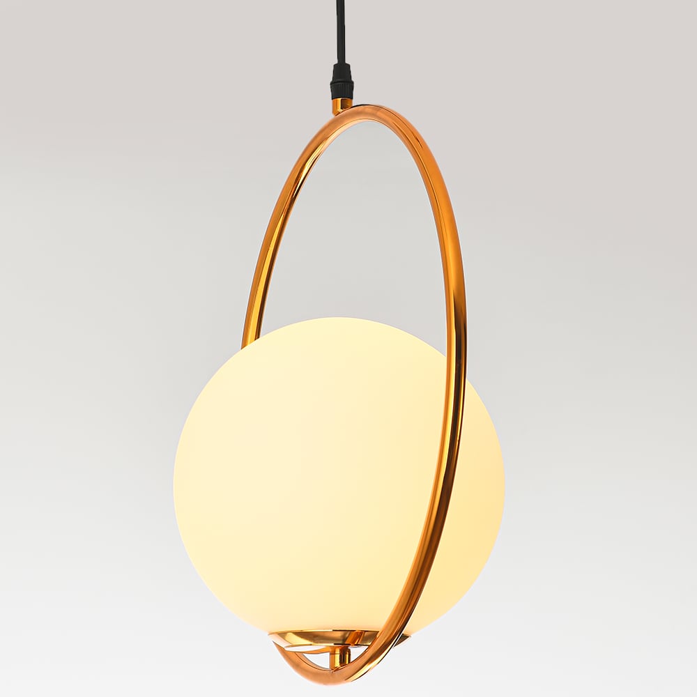HMR - Contemporary Minimalist Ring Glass Globe Pendant Light in Single