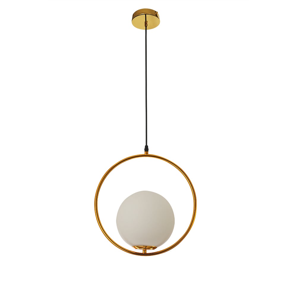HMR - Contemporary Minimalist Ring Glass Globe Pendant Light in Single