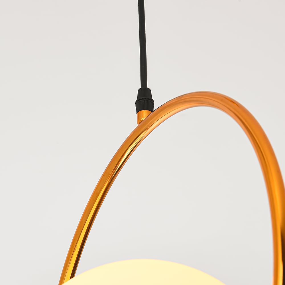 HMR - Contemporary Minimalist Ring Glass Globe Pendant Light in Single