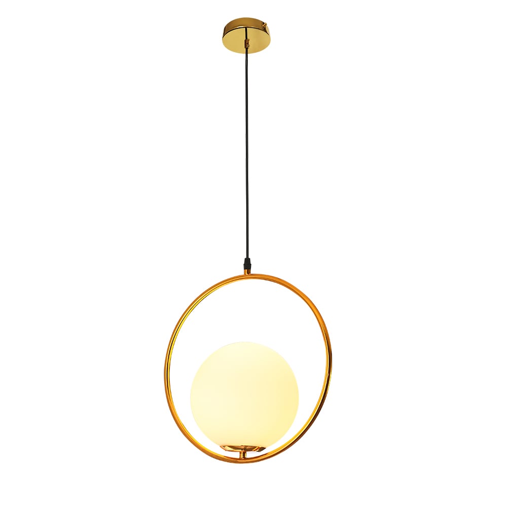 HMR - Contemporary Minimalist Ring Glass Globe Pendant Light in Single