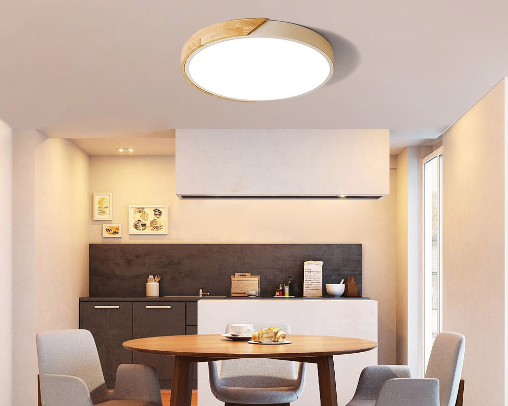 HMR Modern 20" Drum Flush Mount Ceiling Light - White Dimmable & Remote Control