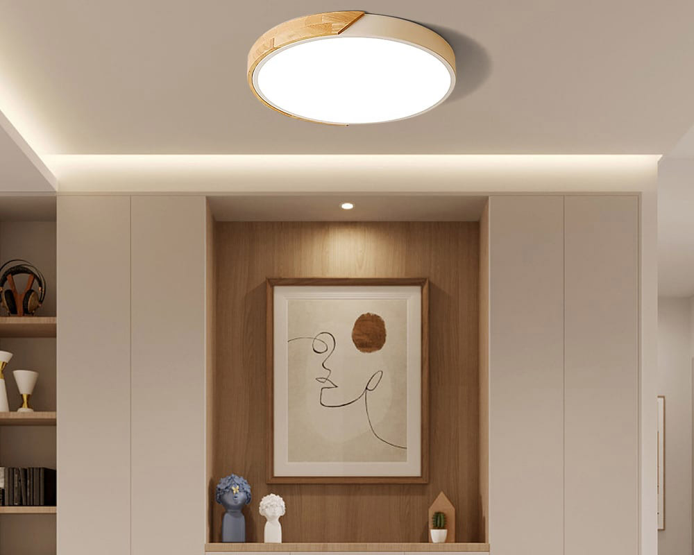 HMR Modern 20" Drum Flush Mount Ceiling Light - White Dimmable & Remote Control