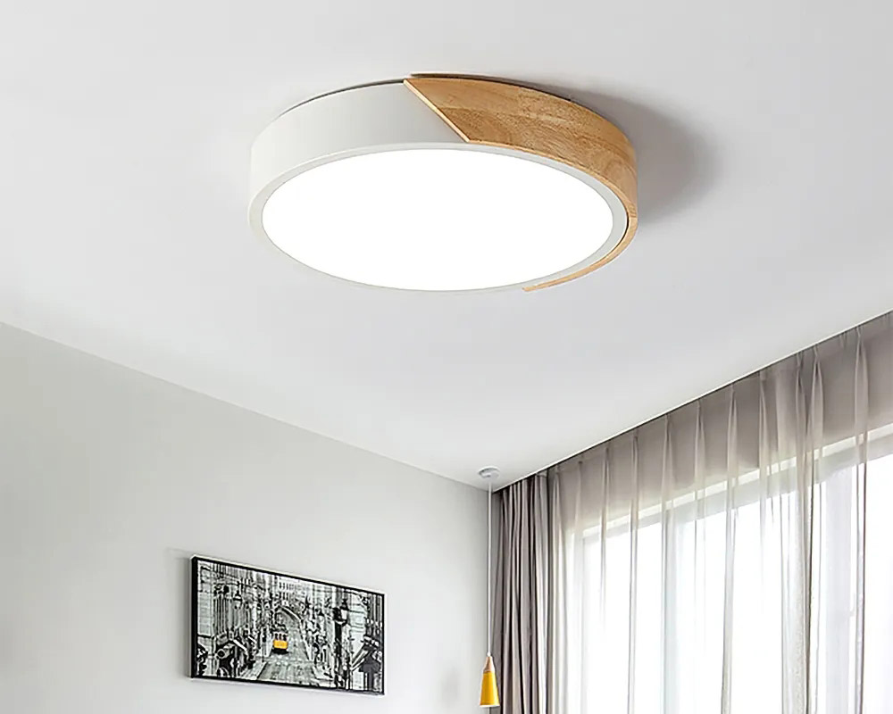 HMR Modern 20" Drum Flush Mount Ceiling Light - White Dimmable & Remote Control