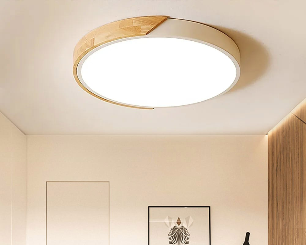 HMR Modern 20" Drum Flush Mount Ceiling Light - White Dimmable & Remote Control