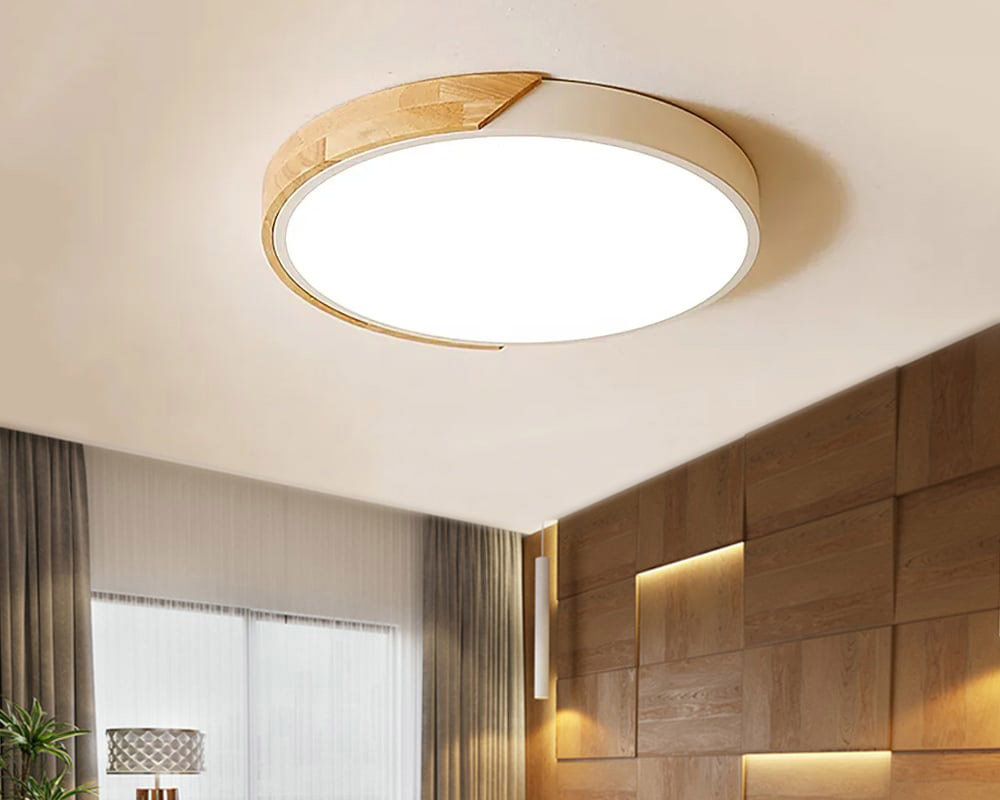 HMR Modern 20" Drum Flush Mount Ceiling Light - White Dimmable & Remote Control