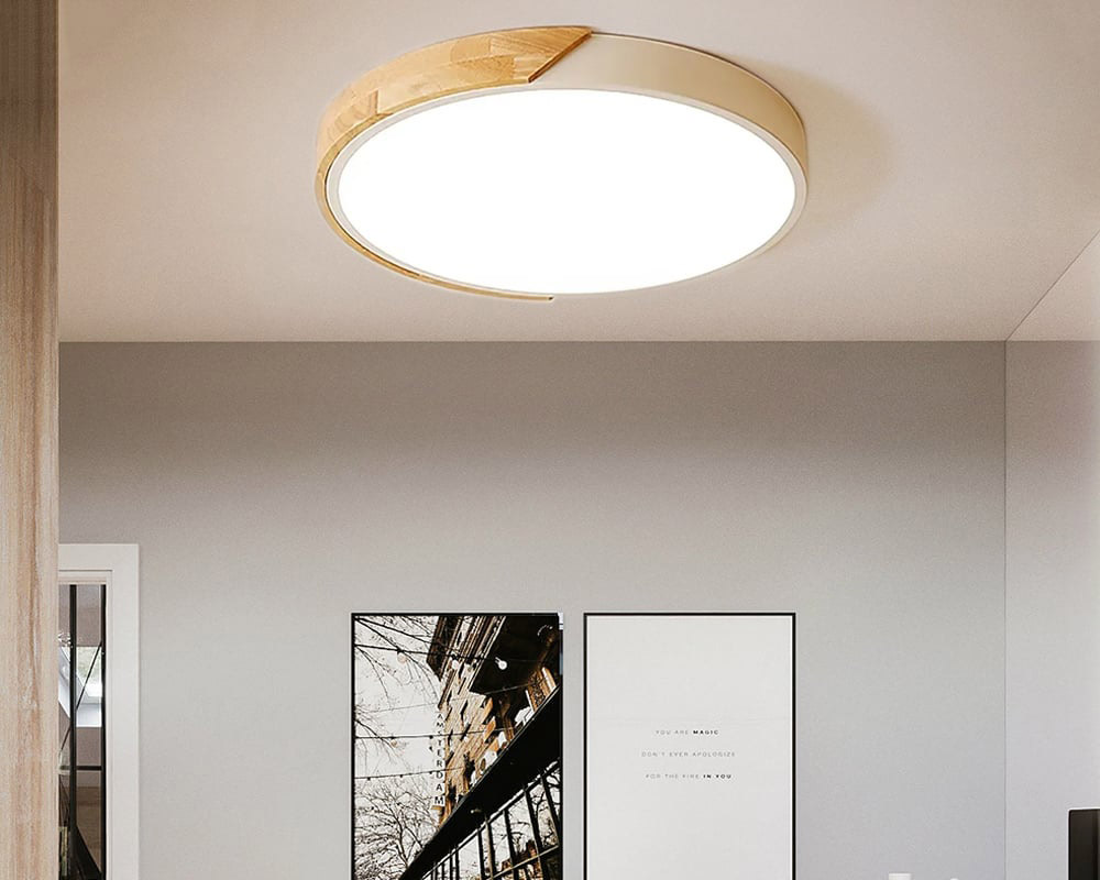 HMR Modern 20" Drum Flush Mount Ceiling Light - White Dimmable & Remote Control