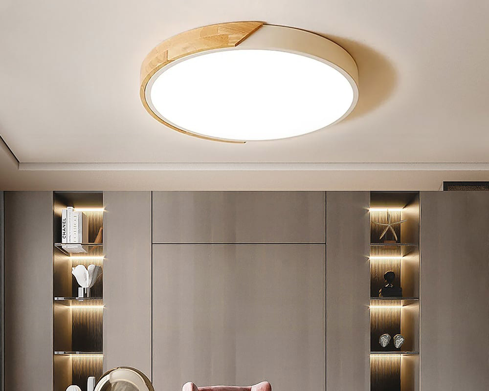 HMR Modern 20" Drum Flush Mount Ceiling Light - White Dimmable & Remote Control