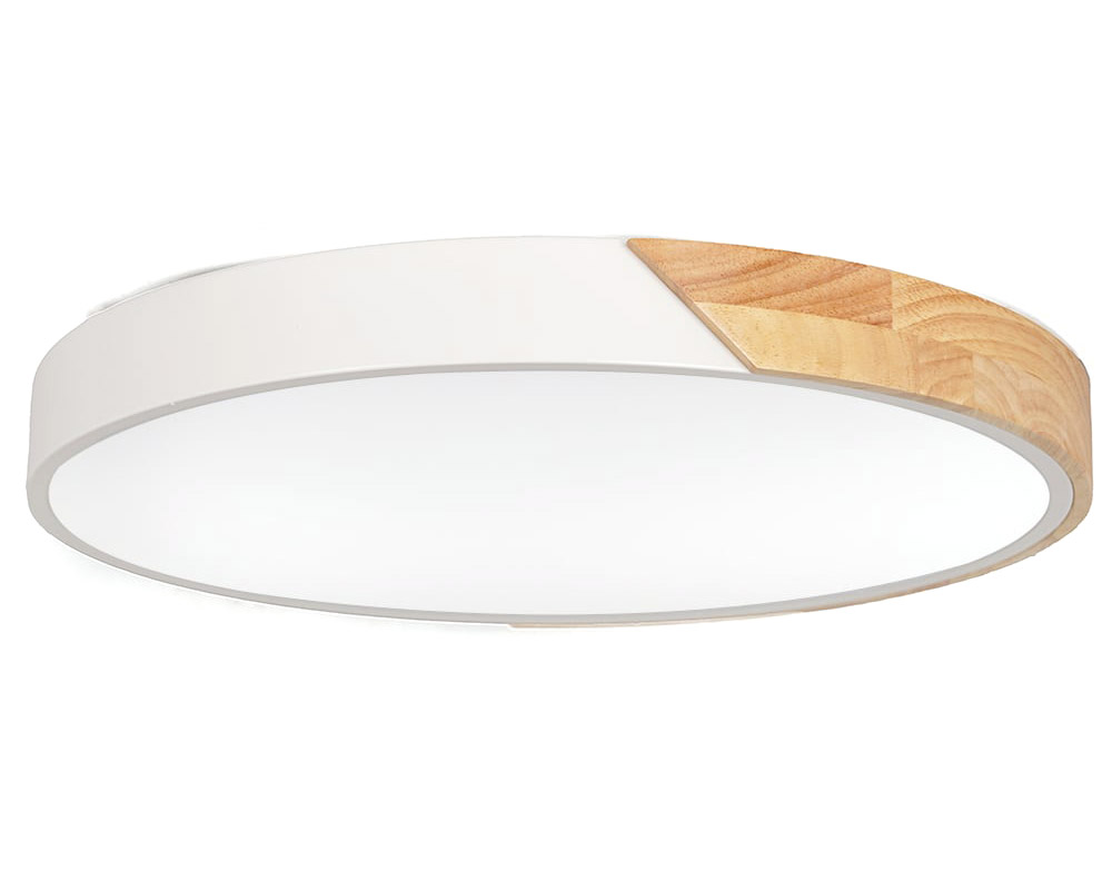 HMR Modern 20" Drum Flush Mount Ceiling Light - White Dimmable & Remote Control