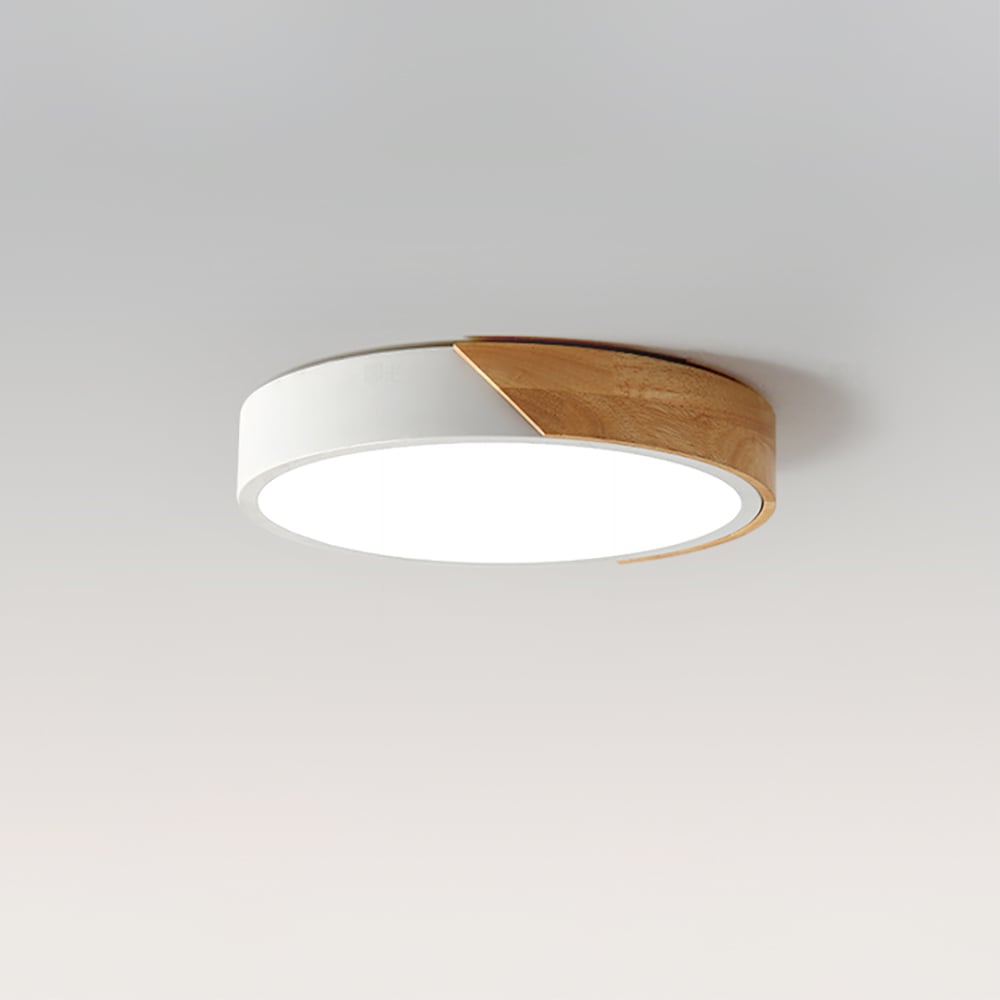 HMR Modern 16" Drum Flush Mount Ceiling Light - White Dimmable & Remote Control
