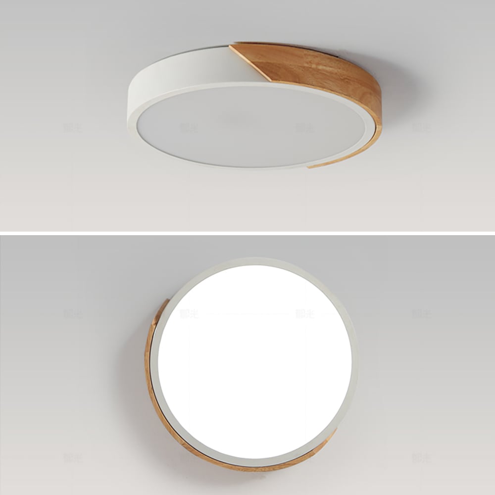 HMR Modern 16" Drum Flush Mount Ceiling Light - White Dimmable & Remote Control