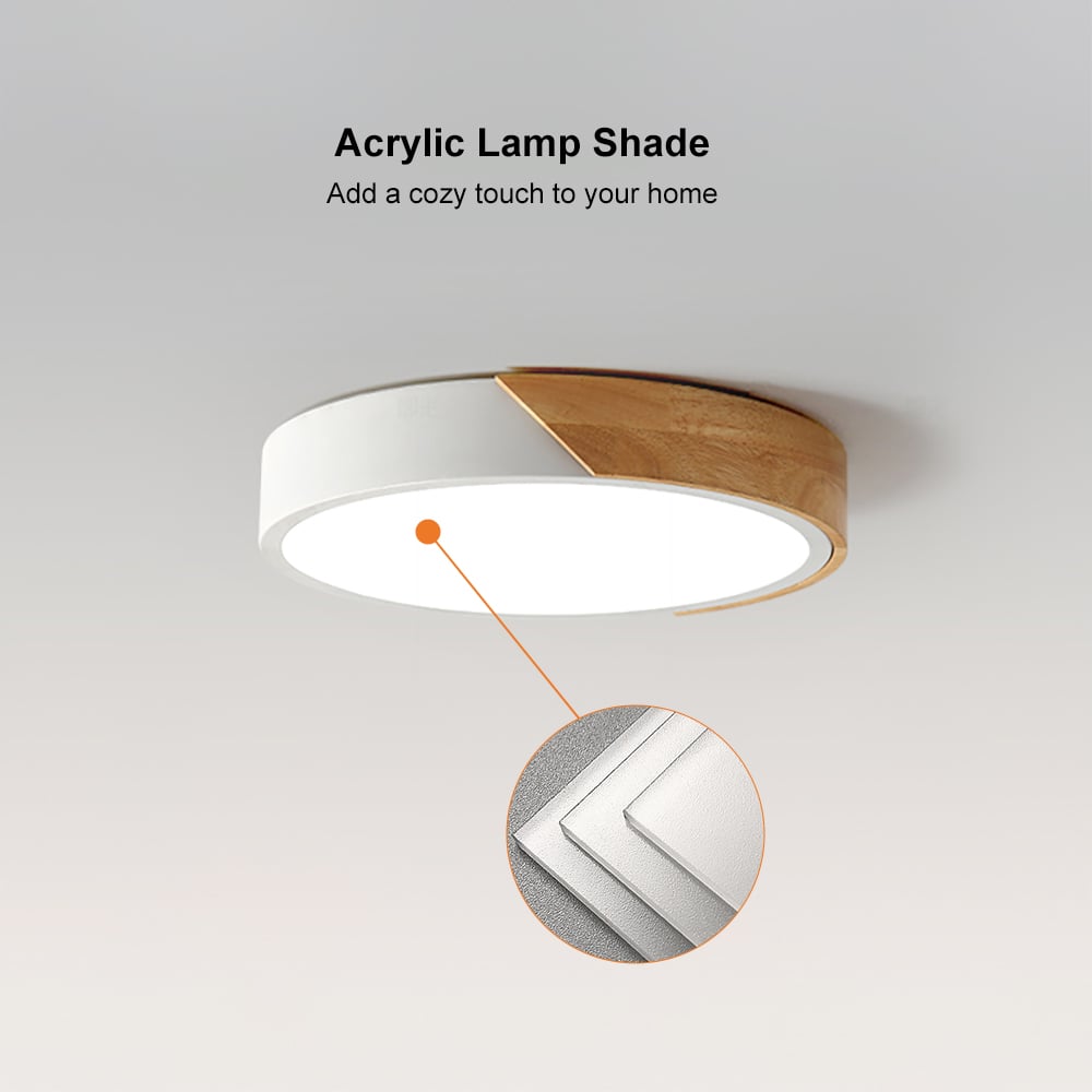 HMR Modern 12" Drum Flush Mount Ceiling Light - White Dimmable & Remote Control