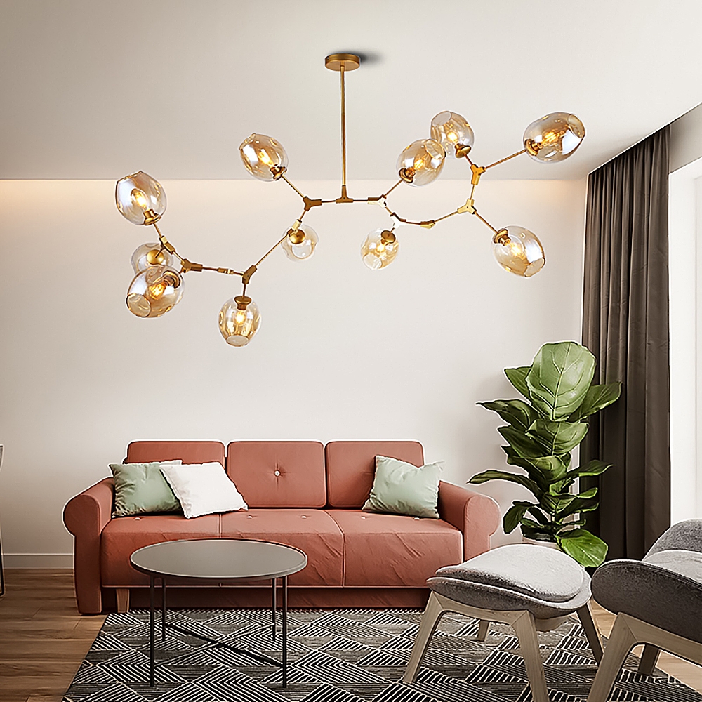 HMR - Modern Kitchen Island 11-Light Metal Pendant Light in Gold
