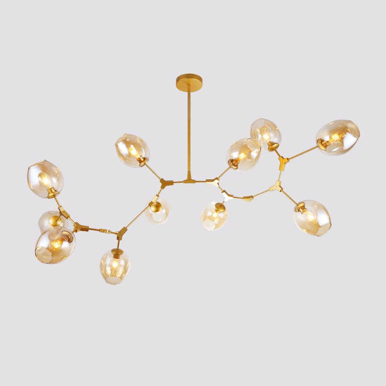 HMR - Modern Kitchen Island 11-Light Metal Pendant Light in Gold