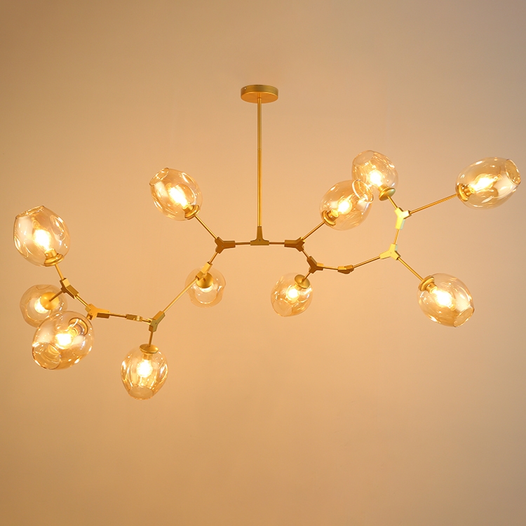 HMR - Modern Kitchen Island 11-Light Metal Pendant Light in Gold