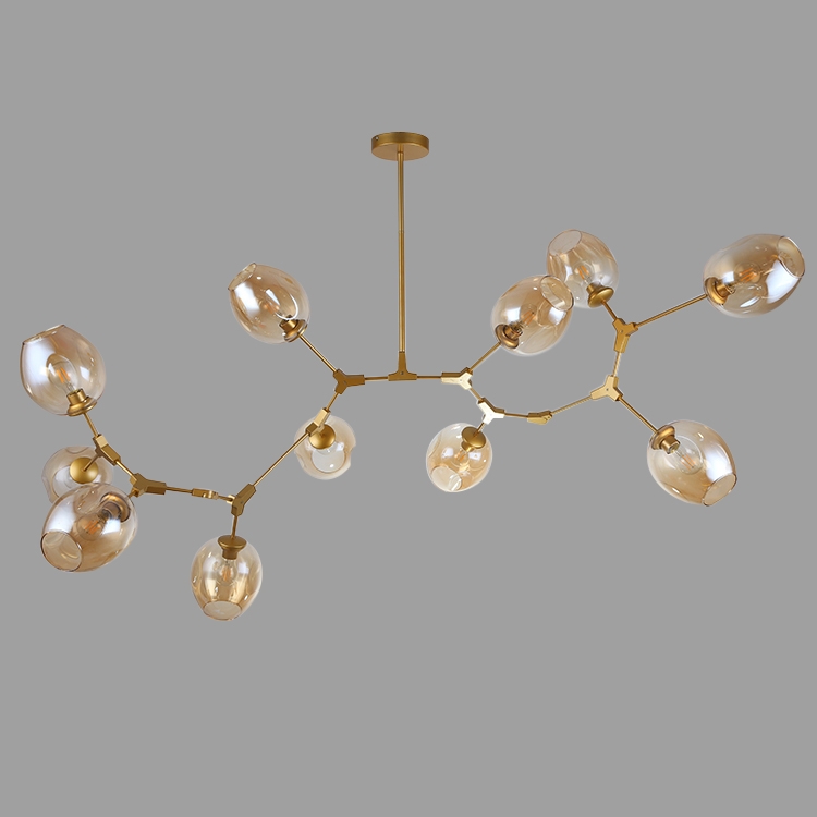HMR - Modern Kitchen Island 11-Light Metal Pendant Light in Gold