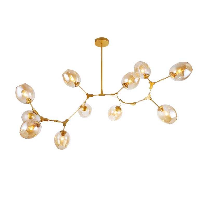 HMR - Modern Kitchen Island 11-Light Metal Pendant Light in Gold