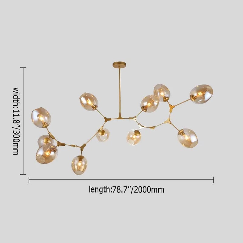 HMR - Modern Kitchen Island 11-Light Metal Pendant Light in Gold