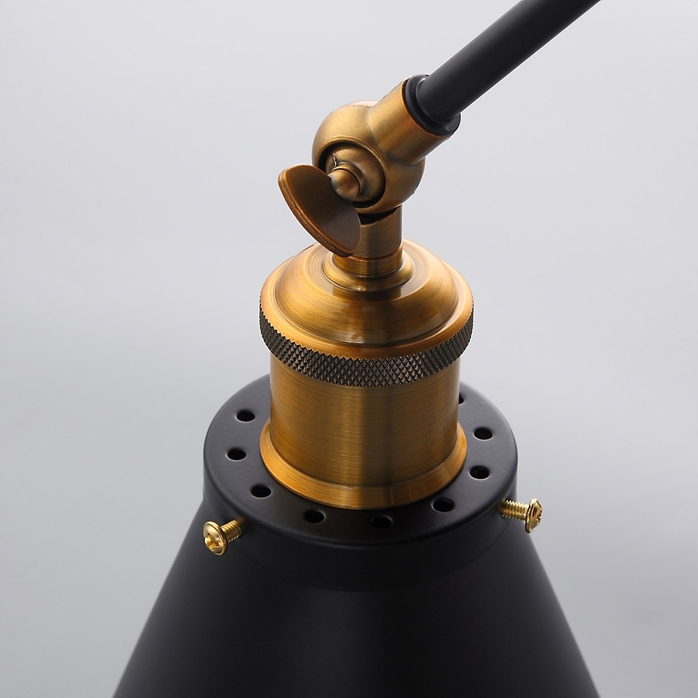HMR - Double Swing Arm 1-Light Wall Sconce in Black, Brass