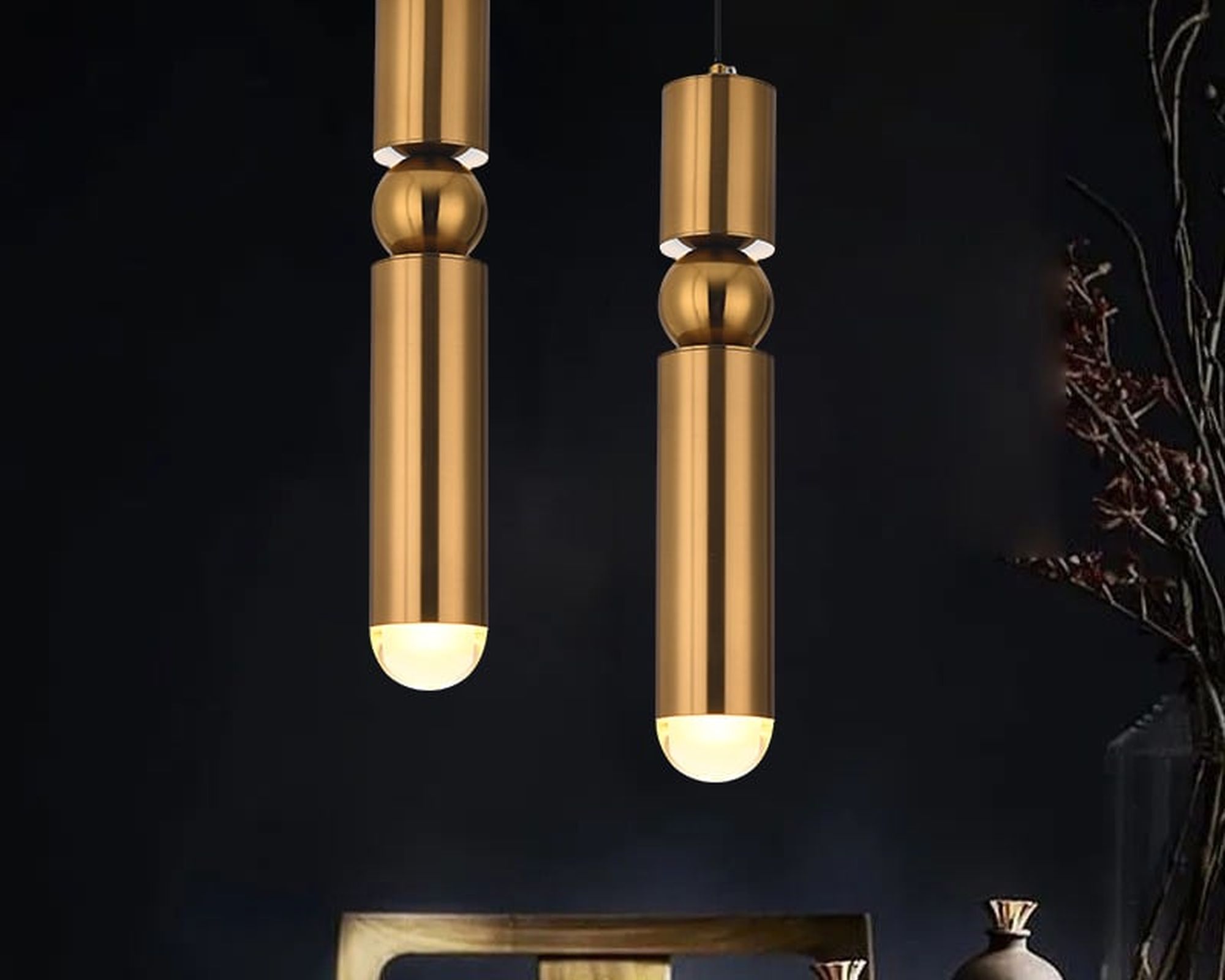 HMR Mini Cylinder Single-Light Pendant Light - Gold