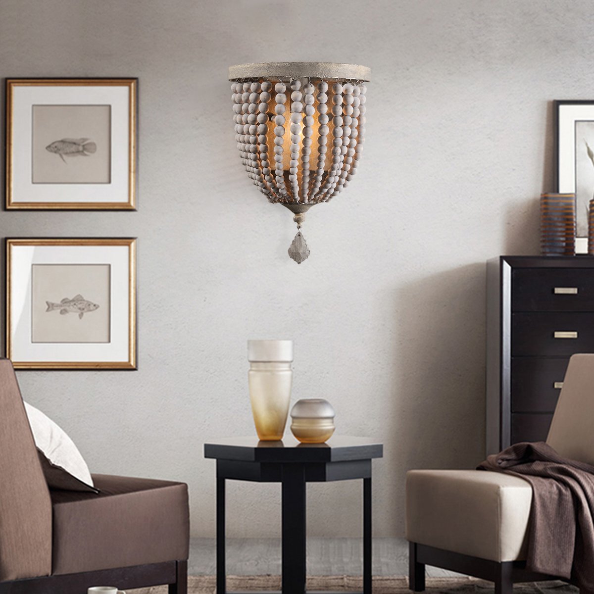HMR - 1-Light Wall Sconce in Distressed Gray in Natural