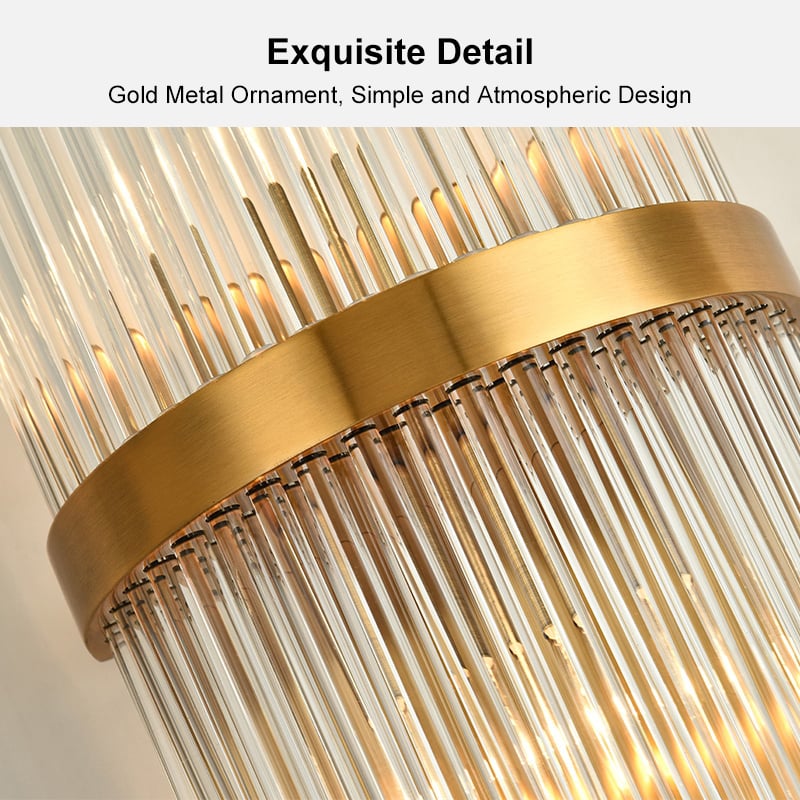HMR - Striaged 2-Light Wall Sconce Vanity Wall Light in Gold, Glass, Metal