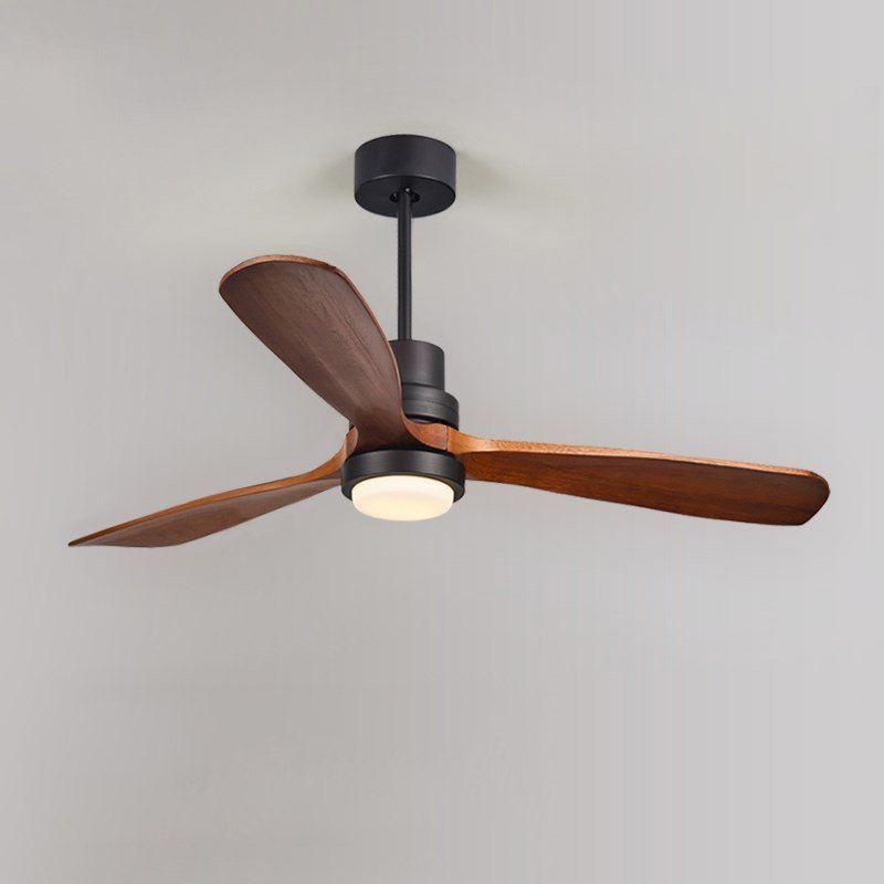 HMR - LED Ceiling Fan Light with 3 Blades and Remote Control in 52" L, Glass, Black and Walnut
