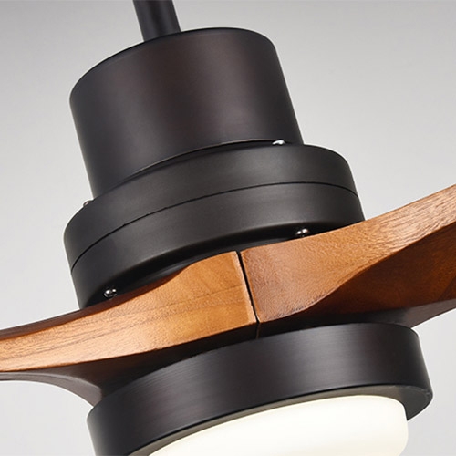 HMR - LED Ceiling Fan Light with 3 Blades and Remote Control in 52" L, Glass, Black and Walnut