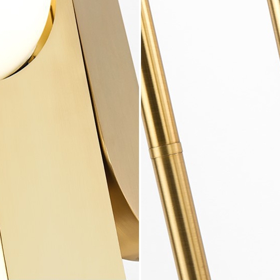 HMR - Torchiere Floor Lamp 2-Light with Glass Shade in Gold, Metal