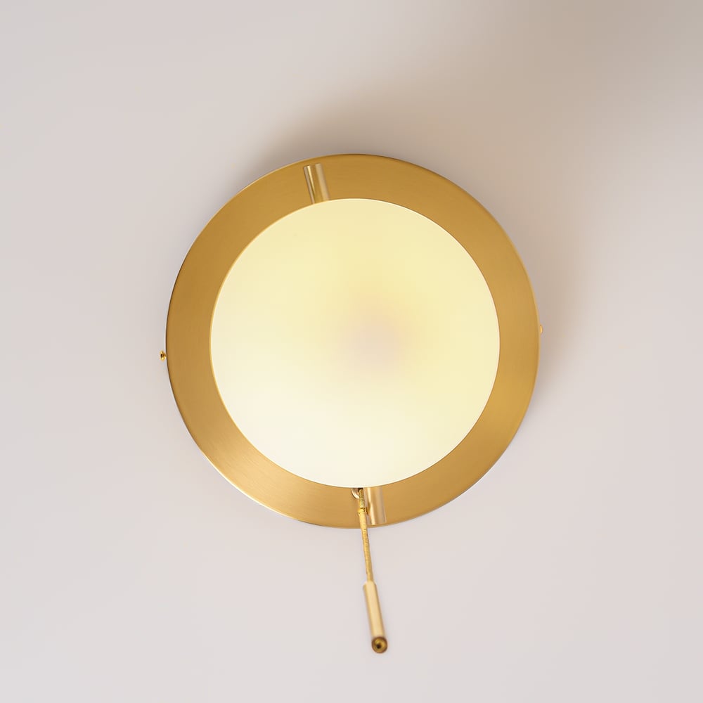HMR - Gidu Pull Chain Globe Shade Semi Flush Mount in Metal, Glass