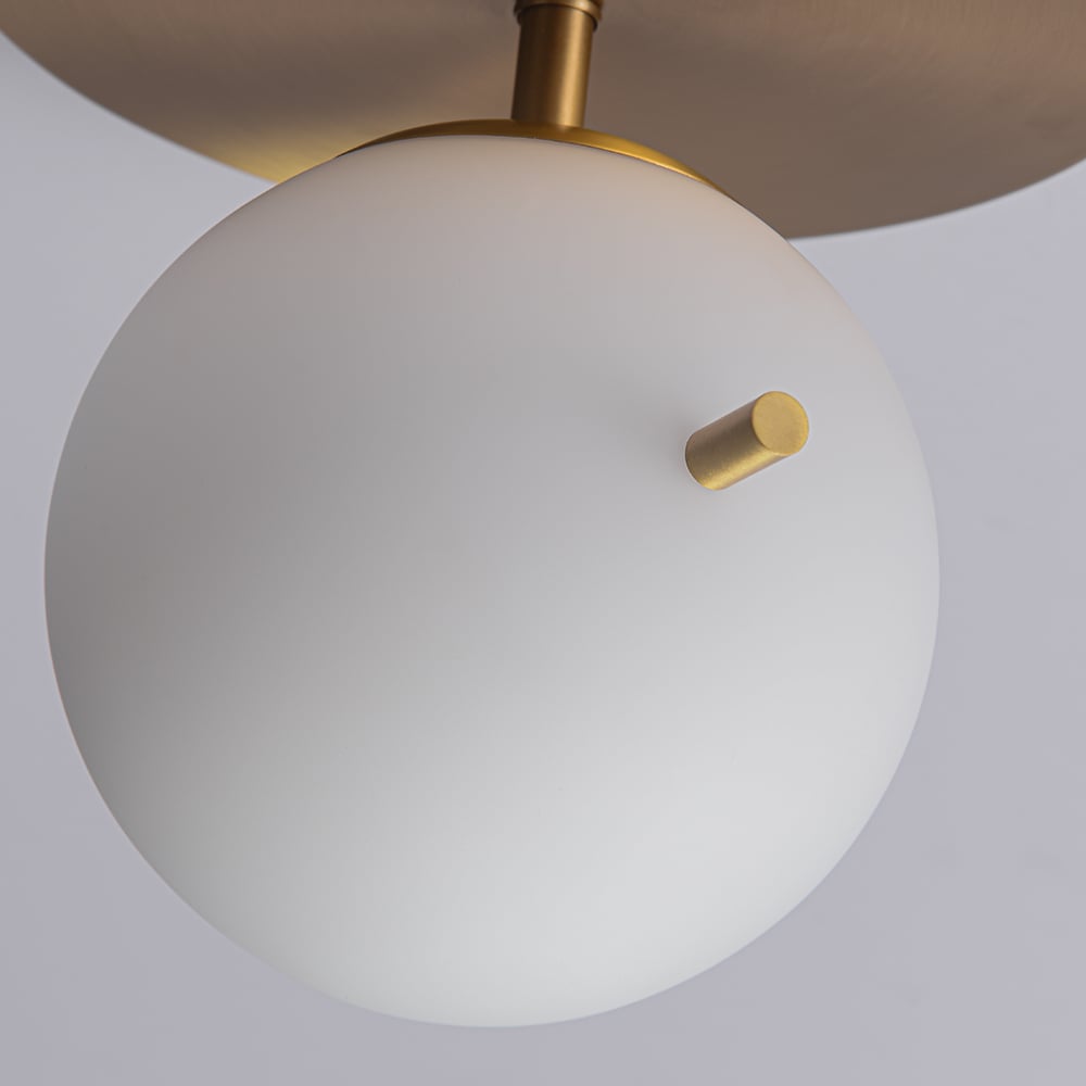 HMR - Gidu Pull Chain Globe Shade Semi Flush Mount in Metal, Glass