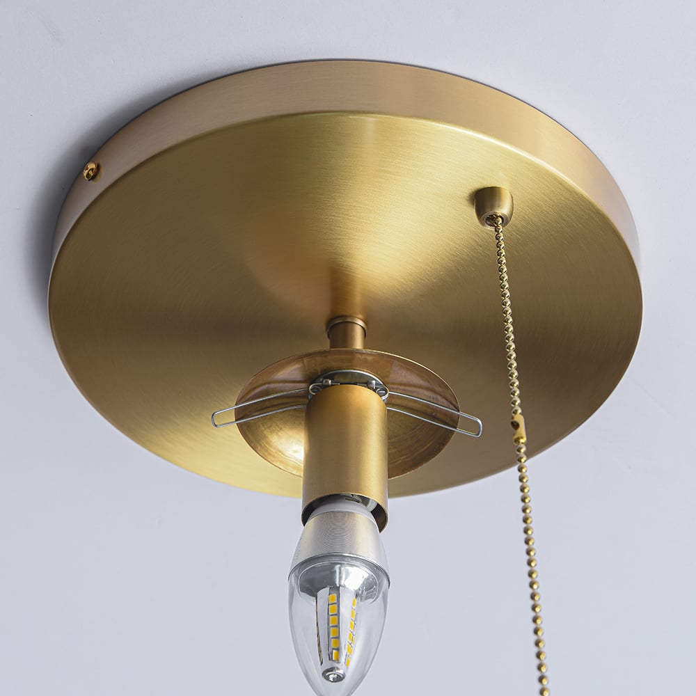 HMR - Gidu Pull Chain Globe Shade Semi Flush Mount in Metal, Glass