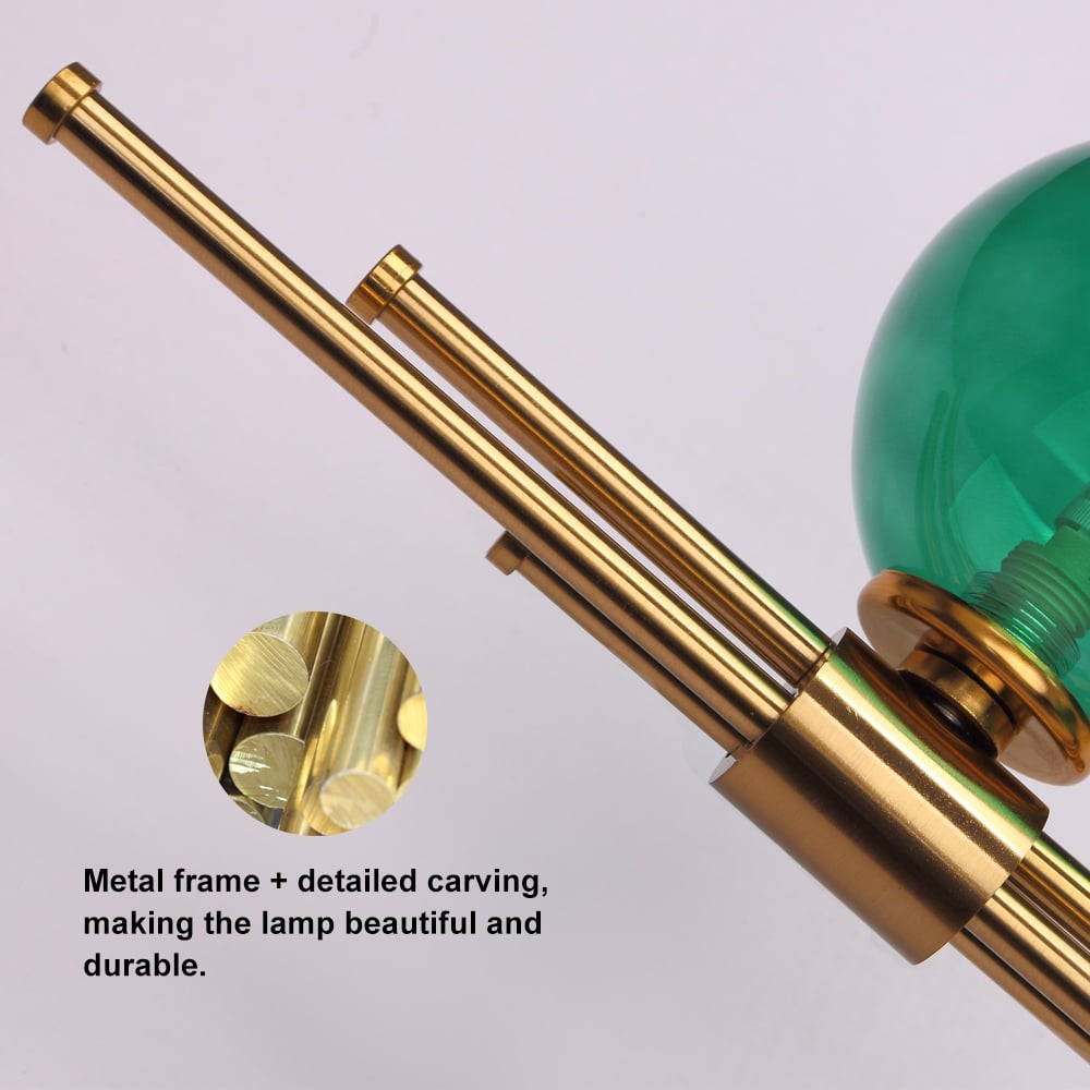 HMR - Gold 3-Light Glass Indoor Globe Sconce in Green