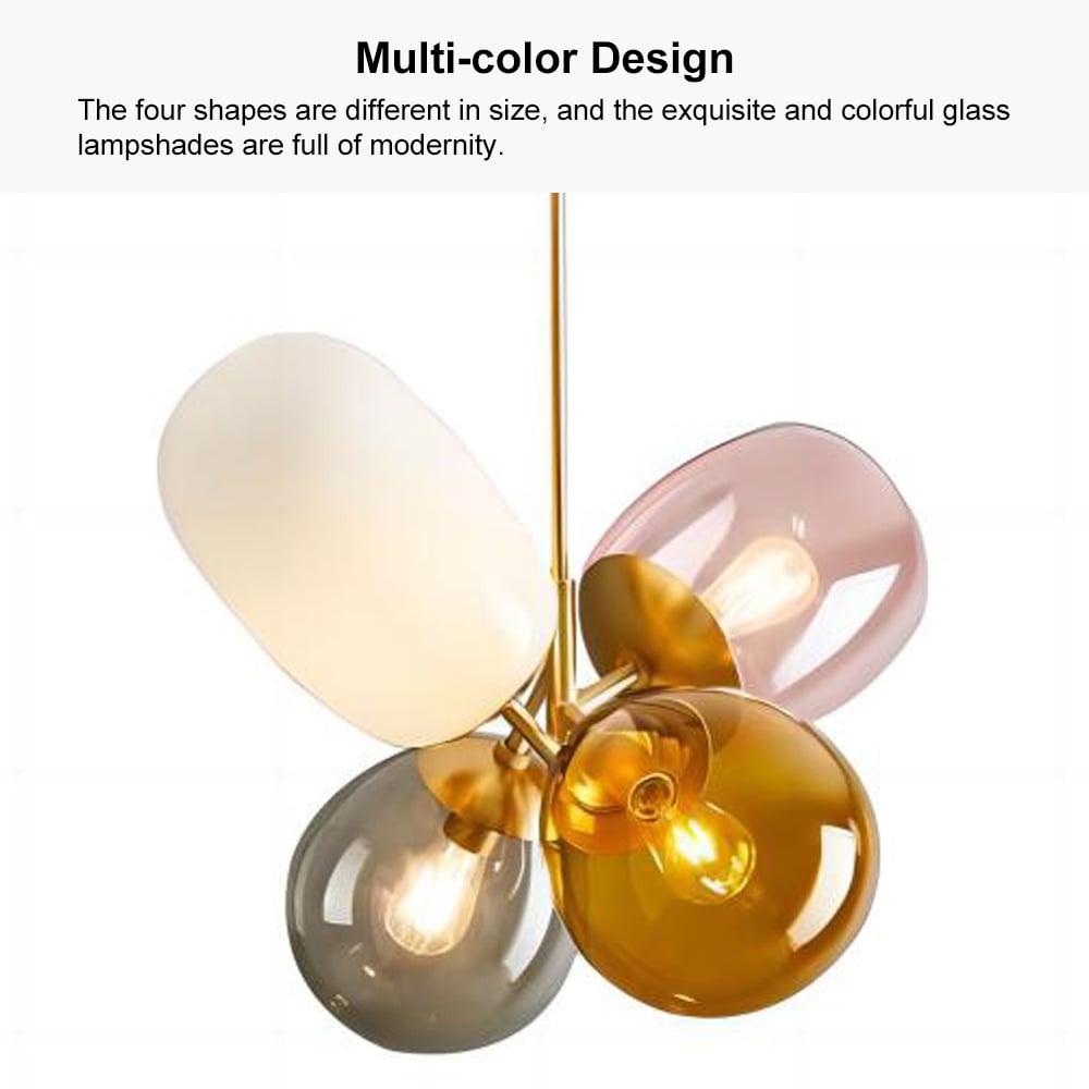 HMR - Modern 4-Light Glass Balloon Pendant Light in Multicolor