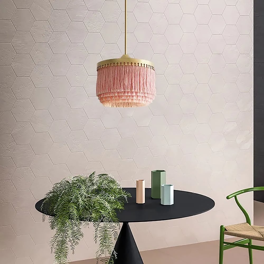 HMR - Modern Stylish 1-LightTassel Pendant Light in Pink