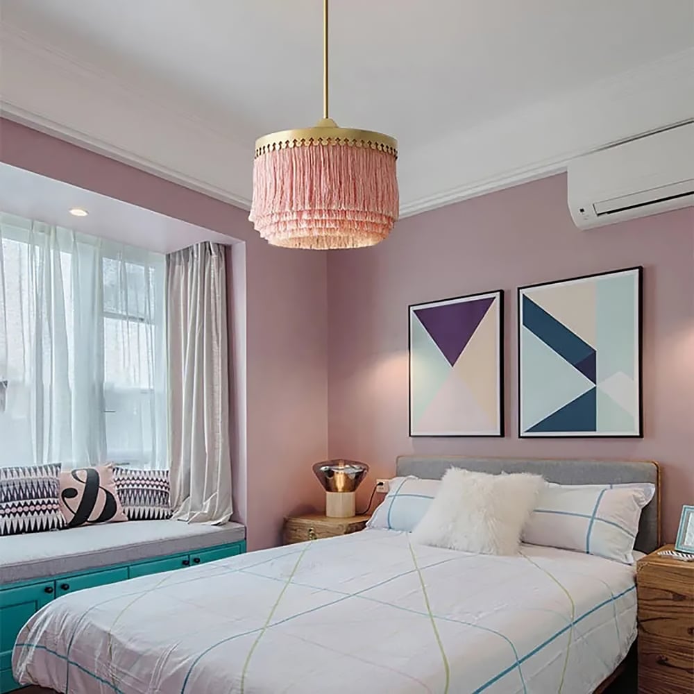 HMR - Modern Stylish 1-LightTassel Pendant Light in Pink