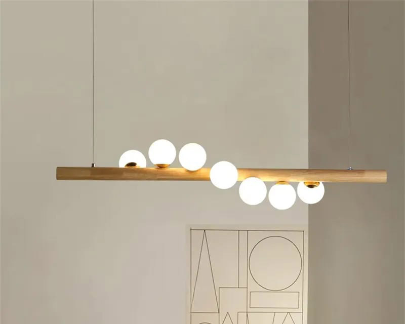 HMR - Modern Linear 5-Light Kitchen Island Pendant Light Glass Globe