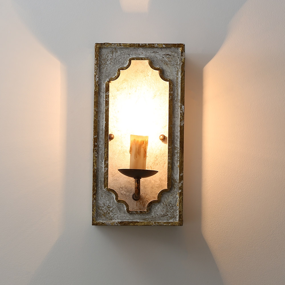 HMR - Lightelk Heye Candle Square Distressed Wall Sconce in 1-Light